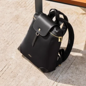 Black Flap School Backpacks Traveling Bags with Zipper