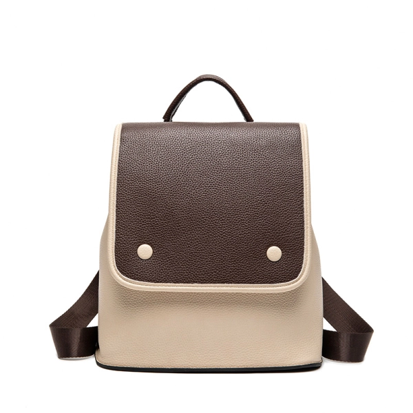 Nude and Brown Leather Flap Vintage Backpacks
