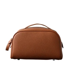 Brown Genuine Leather Handbag Make Up Bag for Women