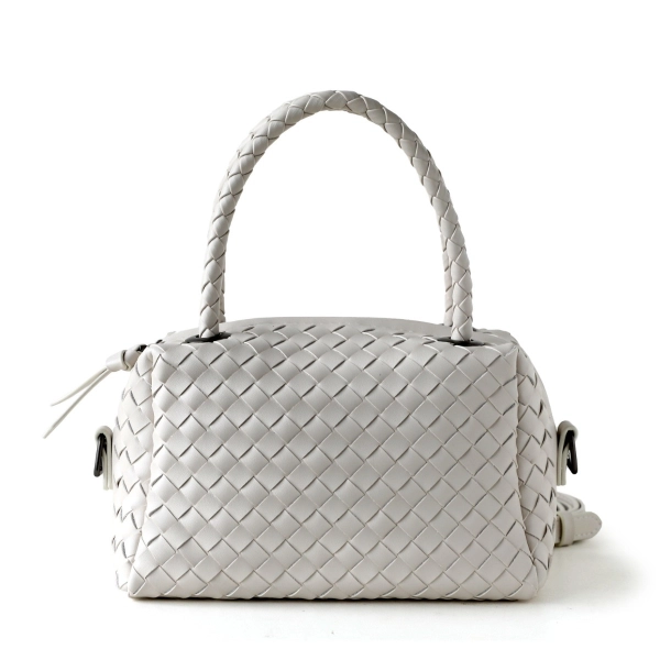 Black Leather Woven Boston Handbags Square Bag - Image 4