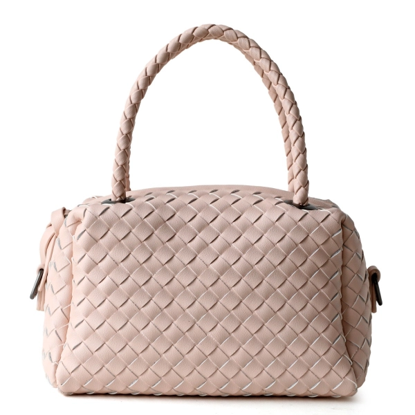 Black Leather Woven Boston Handbags Square Bag - Image 5