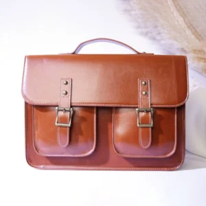Brown Retro Message Bags Pocket Convertible Backpack With Leather Strap