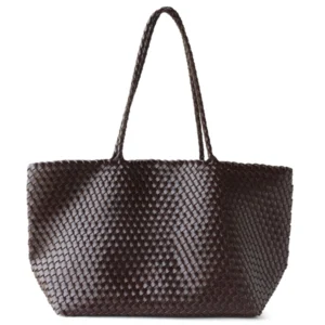 Coffee Color Woven Large Tote Bags Simple Shoulder Bag