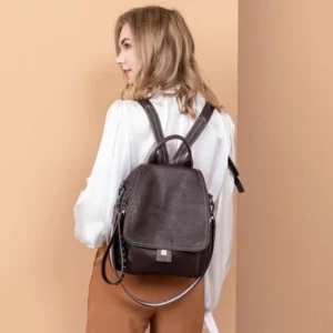 Coffee Brown Flap Backpack Handbags Shoulder Convertible Backpacks