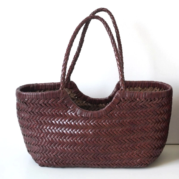 Coffee Summer Woven Leather Purse Tote Bags