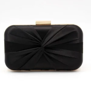 Black Satin Clutch Purse Elegant Box Evening Bag