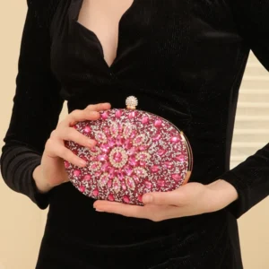 Magenta Rhinestones Clutch Purse Party Evening Handbags