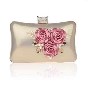 Gold Rose Evening Clutch Purse