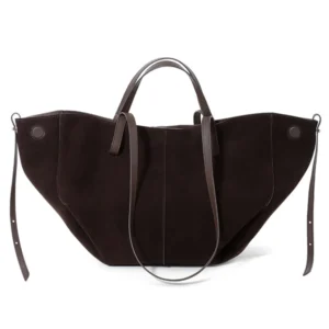 Coffee Suede Large Tote Bags Vintage Shoulder Bag with Inner Pouch