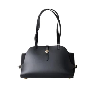 Women's Black Leather Retro Shoulder Bags Large Tote Bag