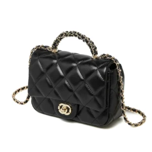 Women's Black Quilted Flap Chain Bags Mini Crossbody Bags