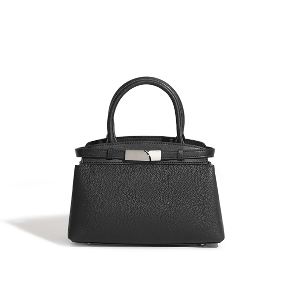 Women's Black Leather Bucket Handbags Square Crossbody Bag