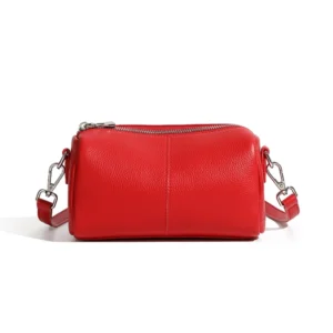 Women's Red Soft Leather Cylindrical Bag Mini Crossbody Bags